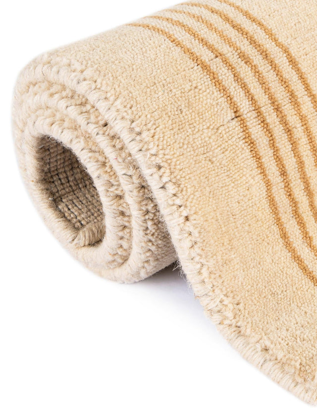 Beige 3' 3 x 5' 3 Jill Zarin Striped Wool Rectangle Area Rug 80% Wool & 20% Cotton Hand Made Luxury All Natural Carpet for Interior Design for Sale at Rug Engine