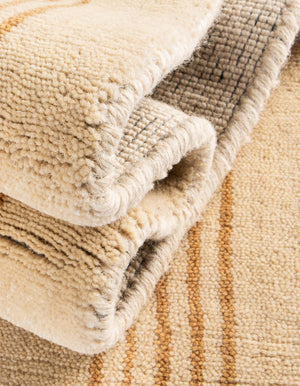Beige 10' x 14' 1 Jill Zarin Striped Wool Rectangle Area Rug 80% Wool & 20% Cotton Hand Made Luxury All Natural Carpet for Interior Design for Sale at Rug Engine