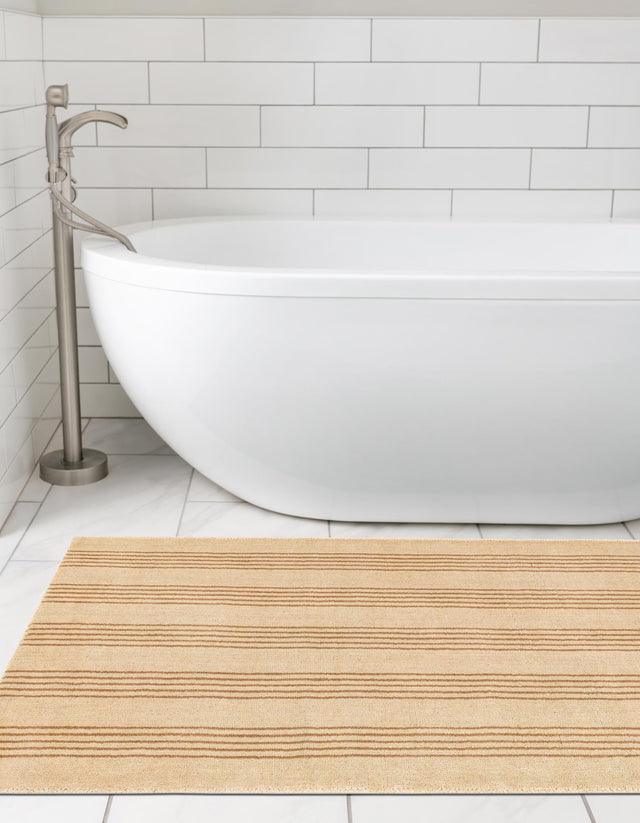 Beige 2' x 6' 1 Jill Zarin Striped Wool Runner Area Rug 80% Wool & 20% Cotton Hand Made Luxury All Natural Carpet for Interior Design for Sale at Rug Engine