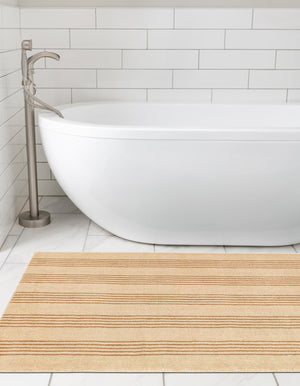 Beige 2' x 4' 1 Jill Zarin Striped Wool Runner Area Rug 80% Wool & 20% Cotton Hand Made Luxury All Natural Carpet for Interior Design for Sale at Rug Engine