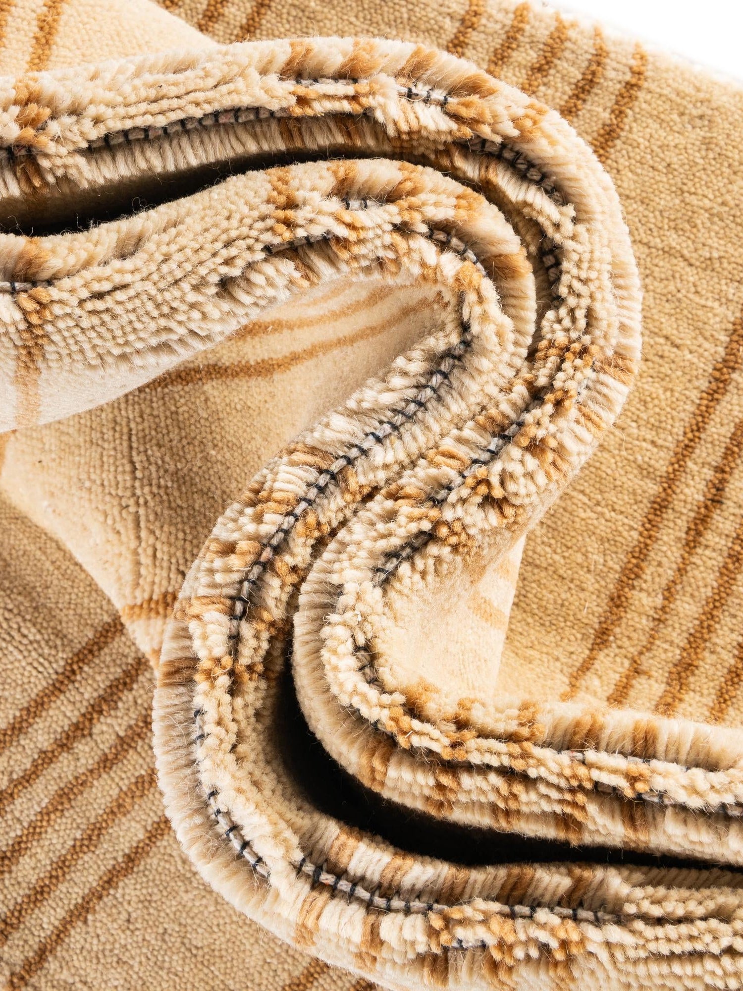 Beige 3' 3 x 10' Jill Zarin Striped Wool Runner Area Rug 80% Wool & 20% Cotton Hand Made Luxury All Natural Carpet for Interior Design for Sale at Rug Engine