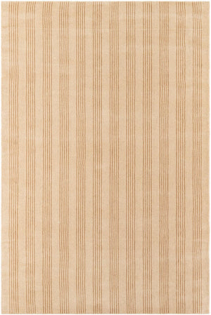 Beige 6' 1 x 9' Jill Zarin Striped Wool Rectangle Area Rug 80% Wool & 20% Cotton Hand Made Luxury All Natural Carpet for Interior Design for Sale at Rug Engine