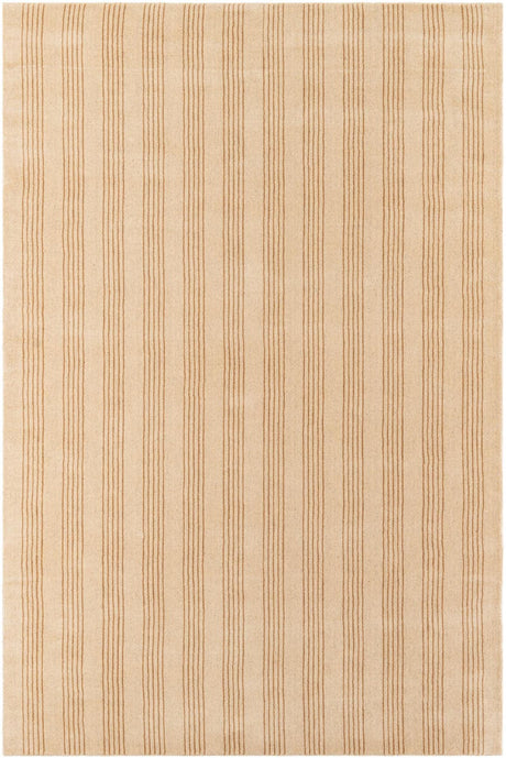 Beige 6' 1 x 9' Jill Zarin Striped Wool Rectangle Area Rug 80% Wool & 20% Cotton Hand Made Luxury All Natural Carpet for Interior Design for Sale at Rug Engine