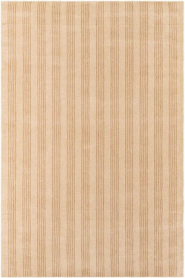 Beige 6' 1 x 9' Jill Zarin Striped Wool Rectangle Area Rug 80% Wool & 20% Cotton Hand Made Luxury All Natural Carpet for Interior Design for Sale at Rug Engine