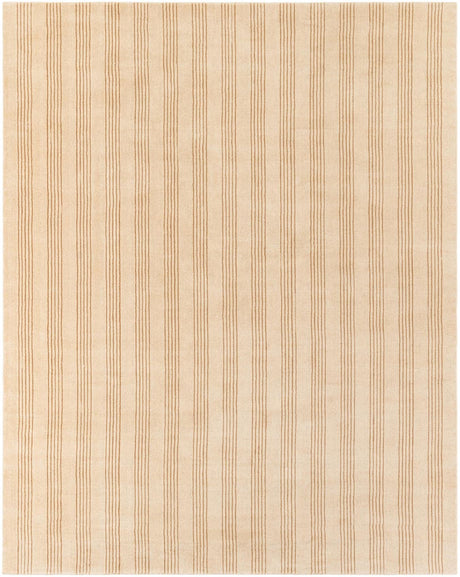 Beige 7' 10 x 10' Jill Zarin Striped Wool Rectangle Area Rug 80% Wool & 20% Cotton Hand Made Luxury All Natural Carpet for Interior Design for Sale at Rug Engine