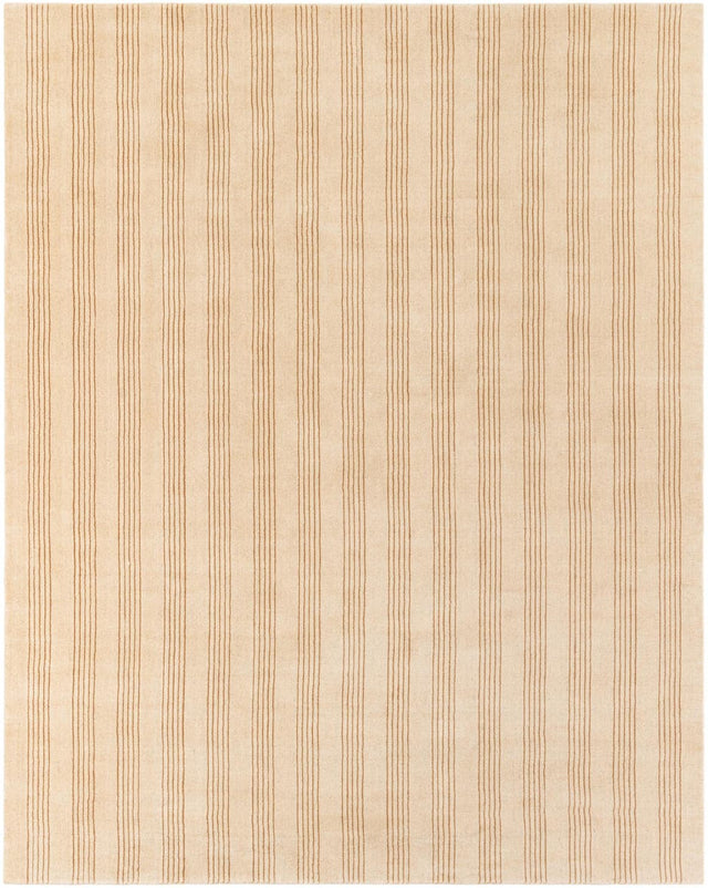 Beige 7' 10 x 10' Jill Zarin Striped Wool Rectangle Area Rug 80% Wool & 20% Cotton Hand Made Luxury All Natural Carpet for Interior Design for Sale at Rug Engine