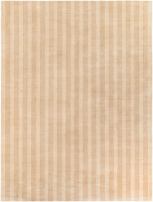Beige 9' x 12' Jill Zarin Striped Wool Rectangle Area Rug 80% Wool & 20% Cotton Hand Made Luxury All Natural Carpet for Interior Design for Sale at Rug Engine