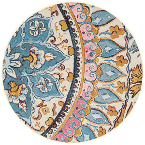 Multicolor 3' 1 x 3' 1 Outdoor Traditional Round Area Rug Weather Resistant for Patio, Deck, Terrace, Balcony, Porch Classical Design Outside Carpet for Sale at Rug Engine