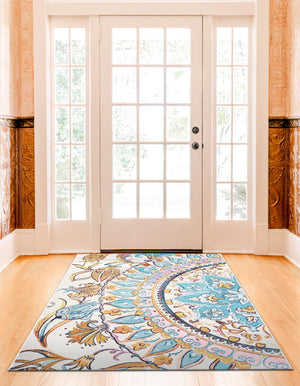 Multicolor 4' 1 x 6' 1 Outdoor Traditional Rectangle Area Rug Weather Resistant for Patio, Deck, Terrace, Balcony, Porch Classical Design Outside Carpet for Sale at Rug Engine