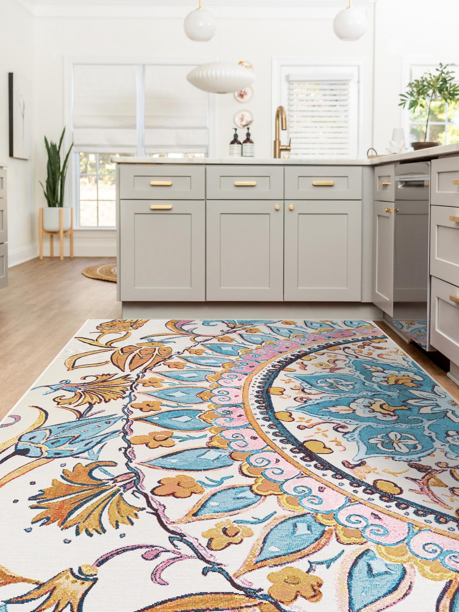 Multicolor 9' x 12' Outdoor Traditional Rectangle Area Rug Weather Resistant for Patio, Deck, Terrace, Balcony, Porch Classical Design Outside Carpet for Sale at Rug Engine