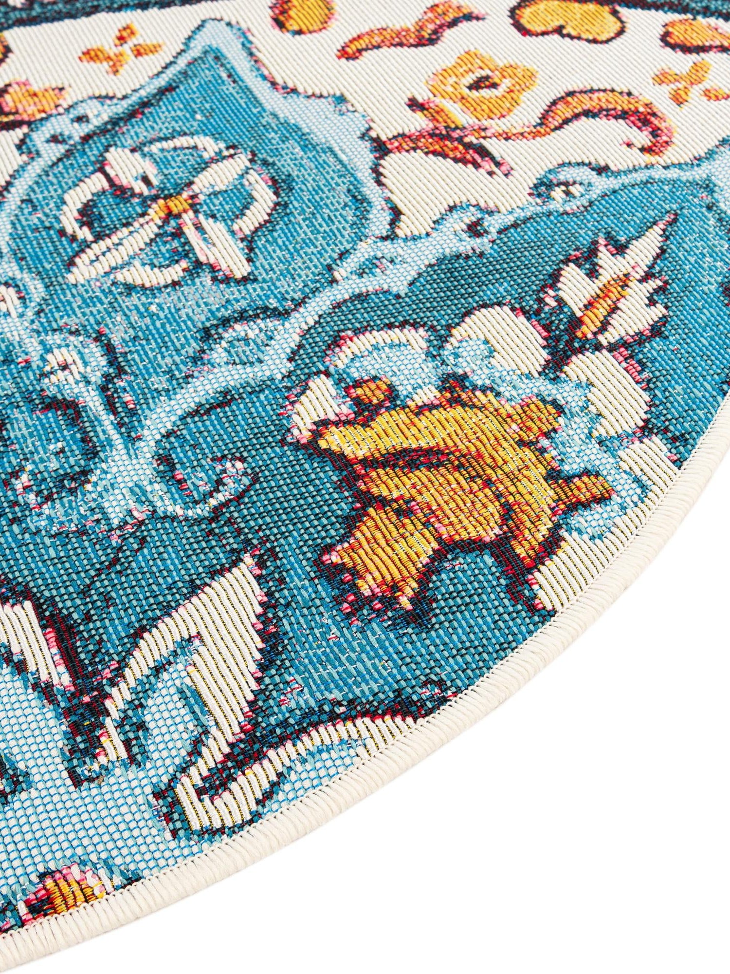 Multicolor 3' 1 x 3' 1 Outdoor Traditional Round Area Rug Weather Resistant for Patio, Deck, Terrace, Balcony, Porch Classical Design Outside Carpet for Sale at Rug Engine
