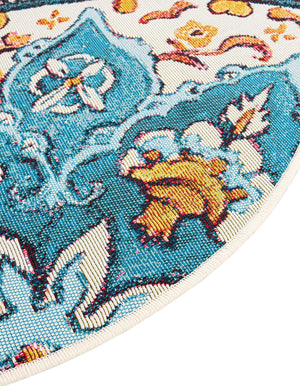 Multicolor 3' 1 x 3' 1 Outdoor Traditional Round Area Rug Weather Resistant for Patio, Deck, Terrace, Balcony, Porch Classical Design Outside Carpet for Sale at Rug Engine