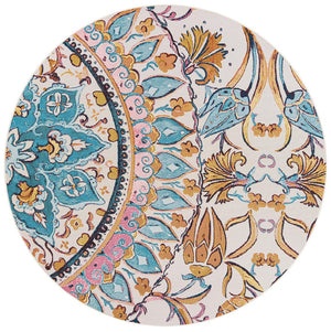 Multicolor 8' x 8' Outdoor Traditional Round Rug