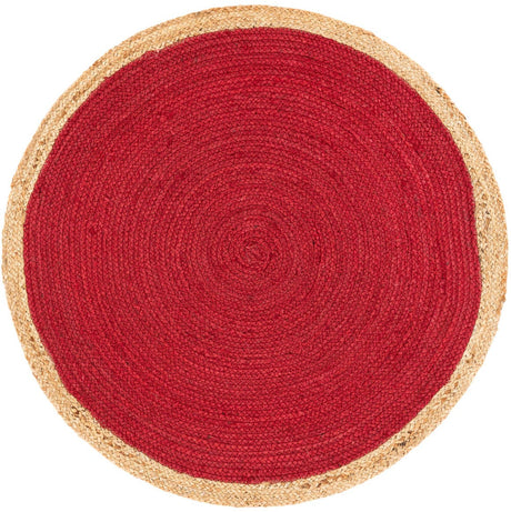 Red 3' 3 x 3' 3 Braided Jute Round Rug