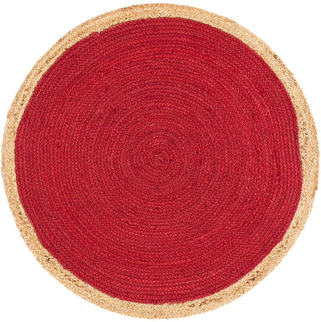 Red 3' 3 x 3' 3 Braided Jute Round Rug