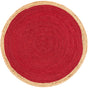 Red 3' 3 x 3' 3 Braided Jute Round Rug
