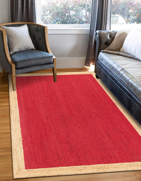 Red 8' x 10' Braided Jute Rectangle Rug