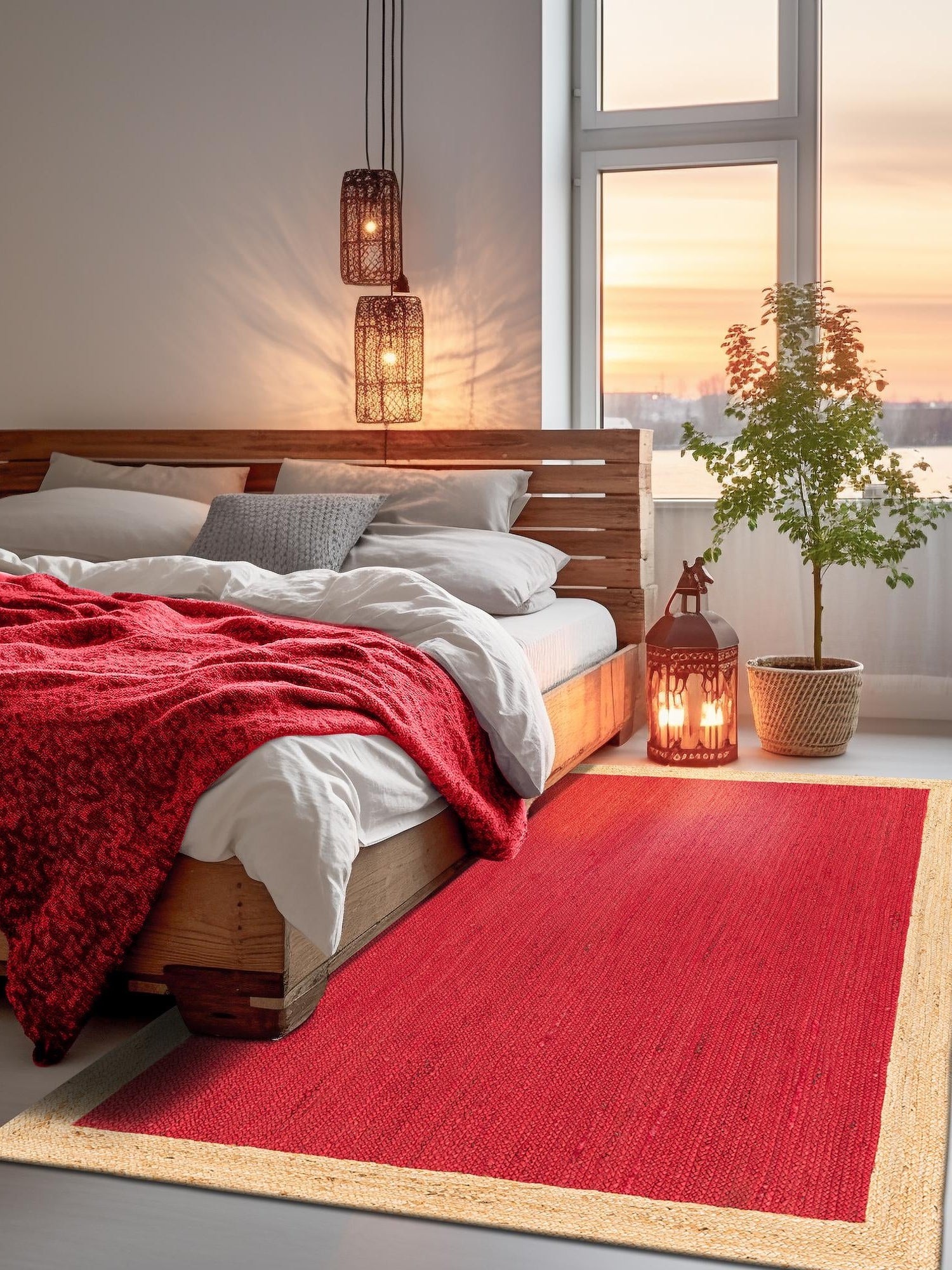 Red 5' 1 x 8' Braided Jute Rectangle Area Rug 100% Jute Hand Braided Natural Eco-Friendly Boho Style Carpet for Living Rooms Dining Office Space Dorms for Sale at Rug Engine