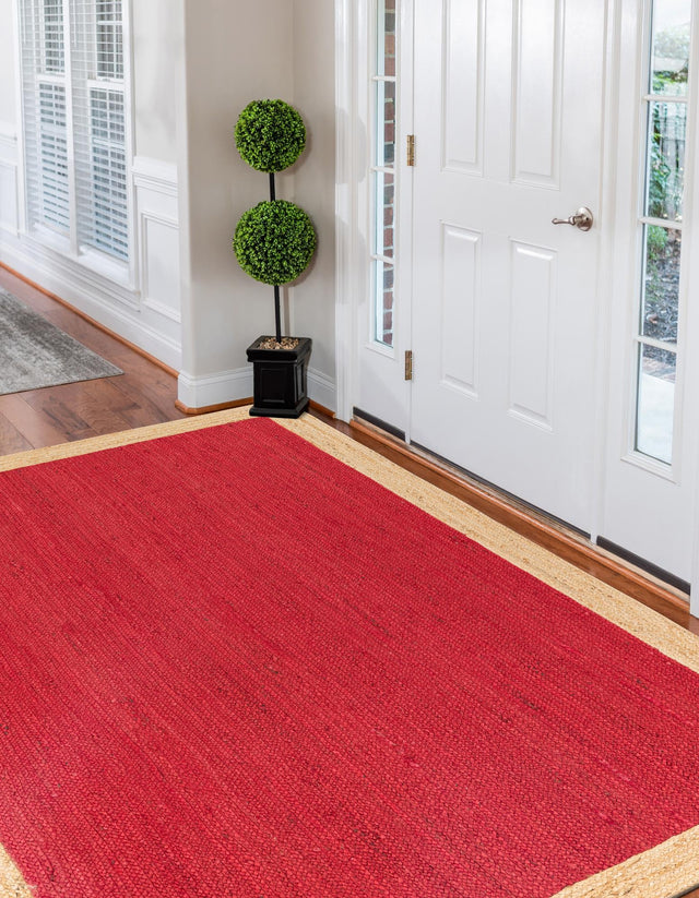 Red 4' 1 x 6' 1 Braided Jute Rectangle Rug