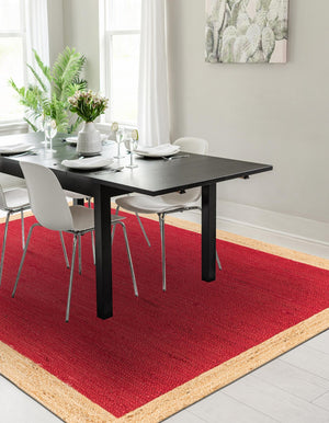 Red 4' 1 x 6' 1 Braided Jute Rectangle Rug