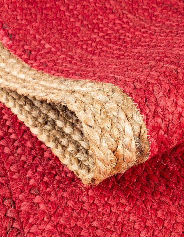 Red 2' x 8' Braided Jute Runner Rug