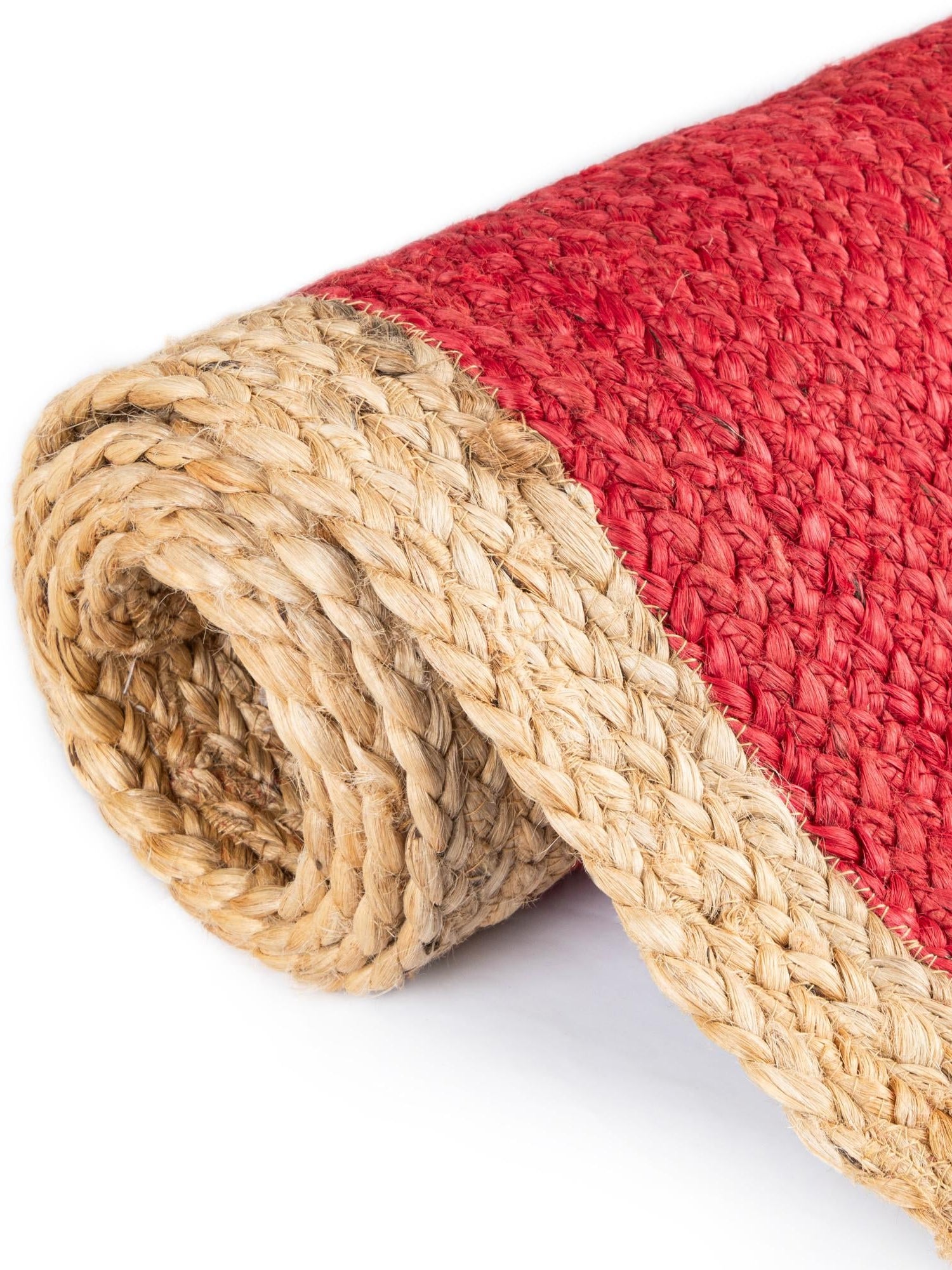 Red 2' x 6' 1 Braided Jute Runner Area Rug 100% Jute Hand Braided Natural Eco-Friendly Boho Style Carpet for Living Rooms Dining Office Space Dorms for Sale at Rug Engine