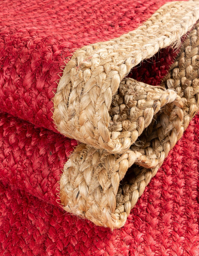 Red 2' x 8' Braided Jute Runner Rug