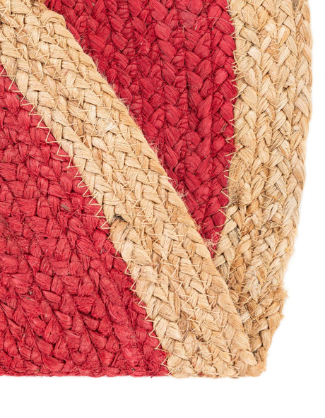 Red 8' x 8' Braided Jute Round Area Rug 100% Jute Hand Braided Natural Eco-Friendly Boho Style Carpet for Living Rooms Dining Office Space Dorms for Sale at Rug Engine