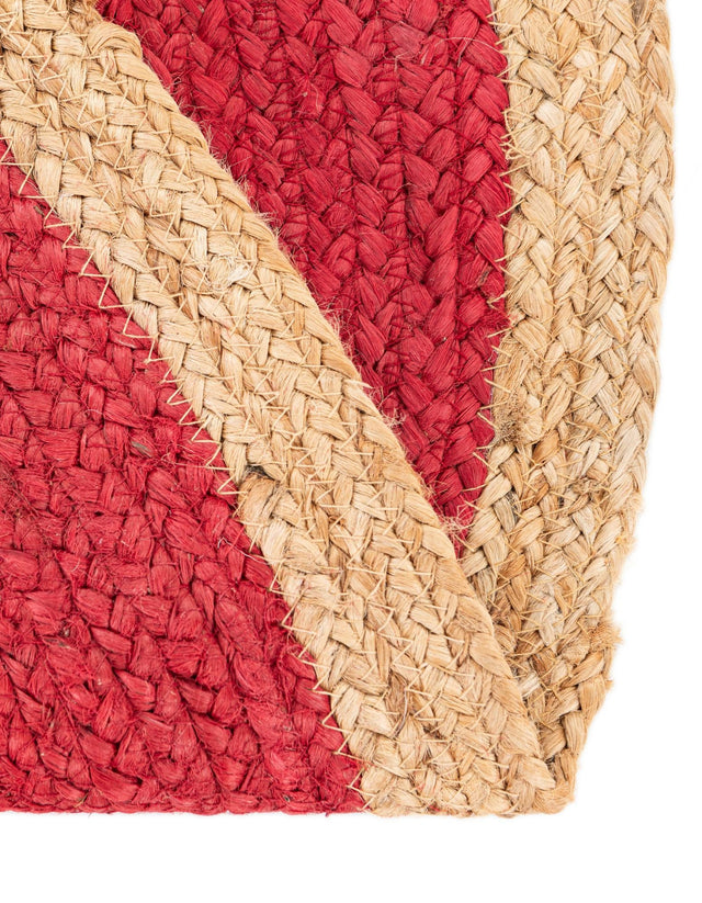 Red 8' x 8' Braided Jute Round Rug