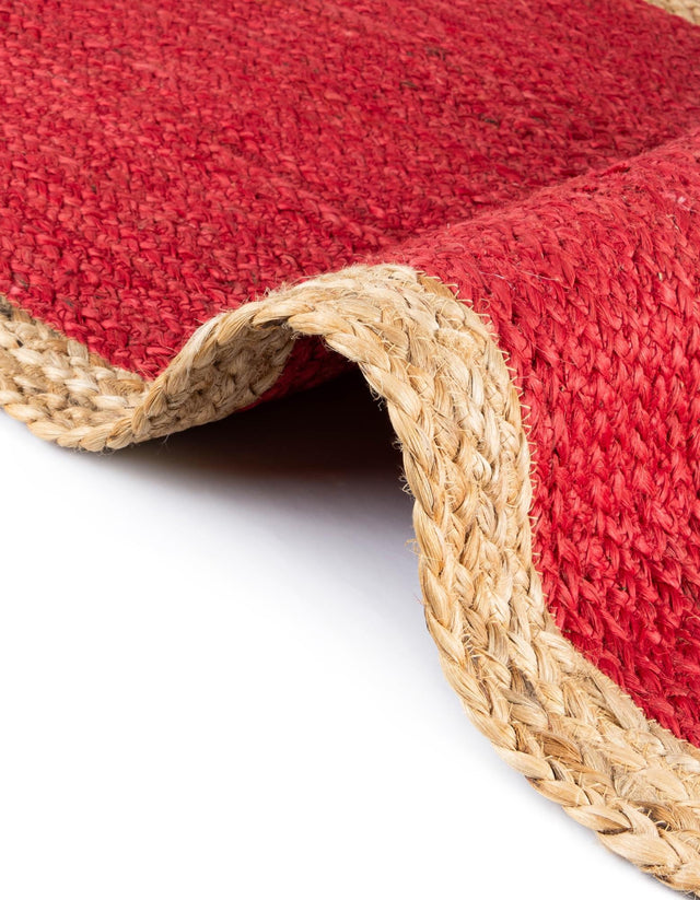 Red 8' x 8' Braided Jute Round Rug
