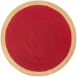 Red 8' x 8' Braided Jute Round Rug