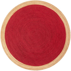 Red 8' x 8' Braided Jute Round Rug