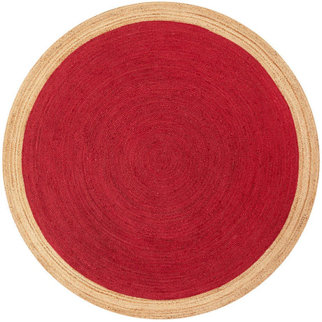 Red 8' x 8' Braided Jute Round Rug