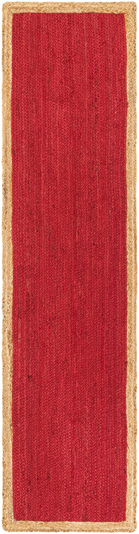 Red 2' x 8' Braided Jute Runner Rug