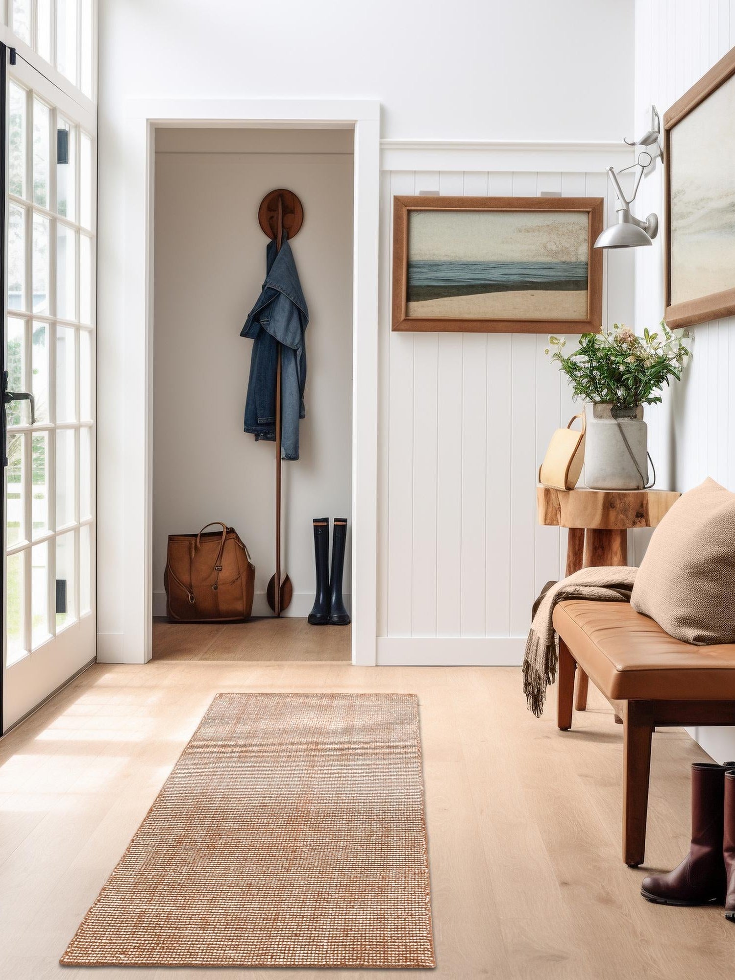 Cocoa Bean Brown 2' 7 x 12' Jill Zarin English Manor Runner Area Rug 100% Premium Natural Wool Handwoven Carpet for Living Rooms, Office Space, Bedrooms, Dorms for Sale at Rug Engine