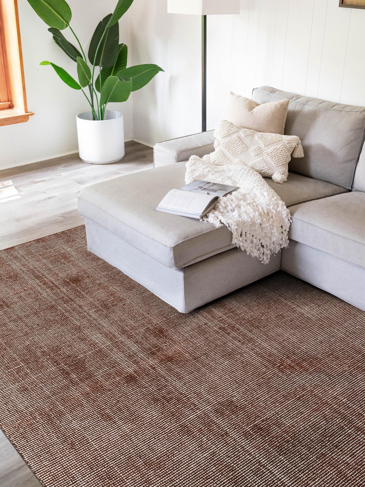 Mocha Brown 8' x 10' Jill Zarin English Manor Rectangle Area Rug 100% Premium Natural Wool Handwoven Carpet for Living Rooms, Office Space, Bedrooms, Dorms for Sale at Rug Engine