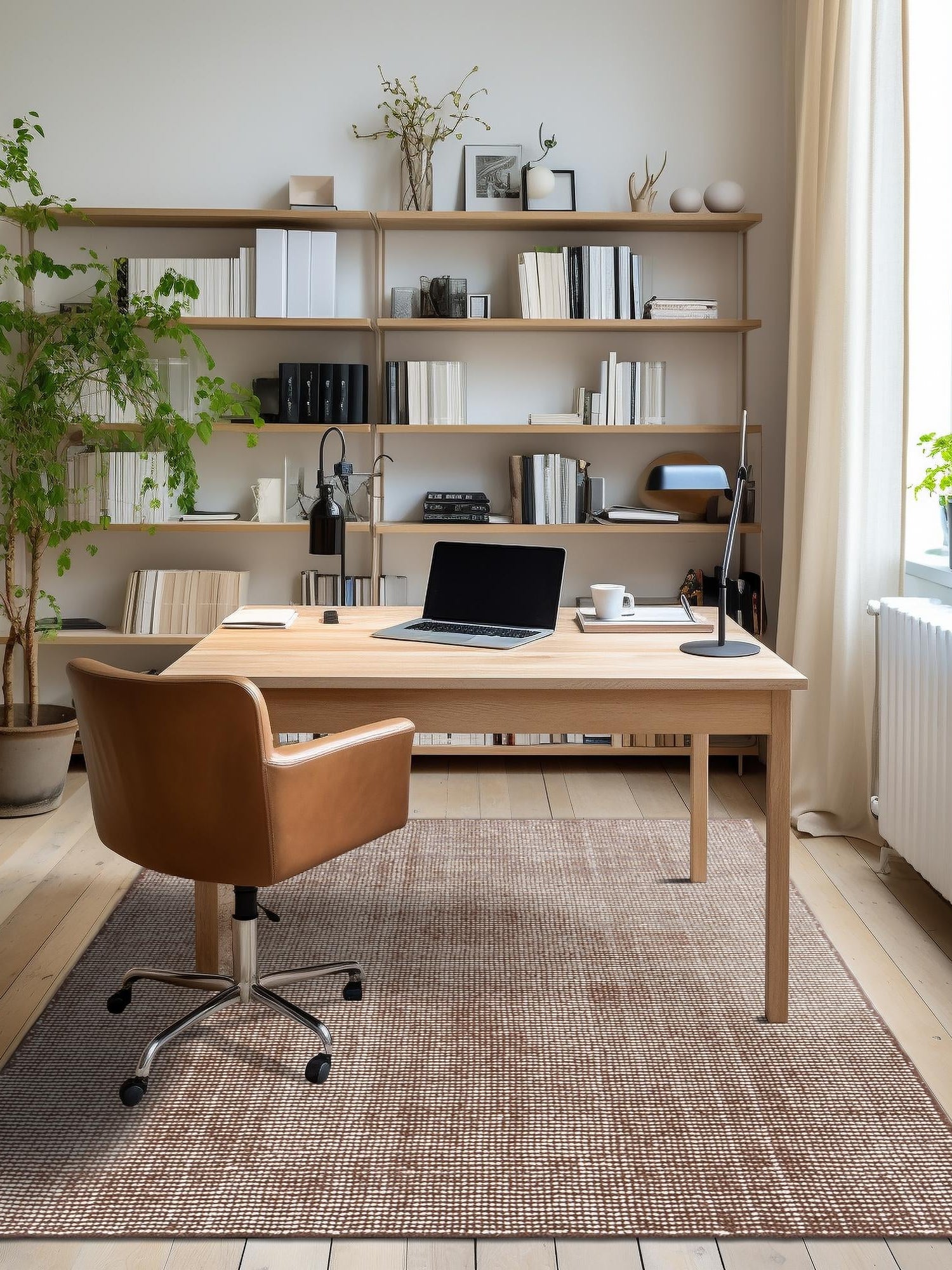 Mocha Brown 8' x 10' Jill Zarin English Manor Rectangle Area Rug 100% Premium Natural Wool Handwoven Carpet for Living Rooms, Office Space, Bedrooms, Dorms for Sale at Rug Engine