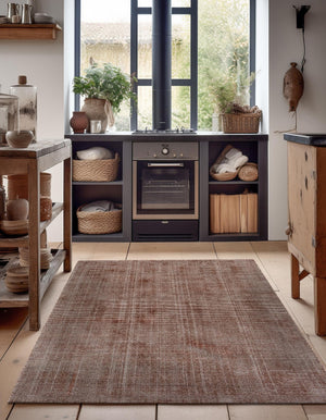 Mocha Brown 4' 1 x 6' 1 Jill Zarin English Manor Rectangle Area Rug 100% Premium Natural Wool Handwoven Carpet for Living Rooms, Office Space, Bedrooms, Dorms for Sale at Rug Engine