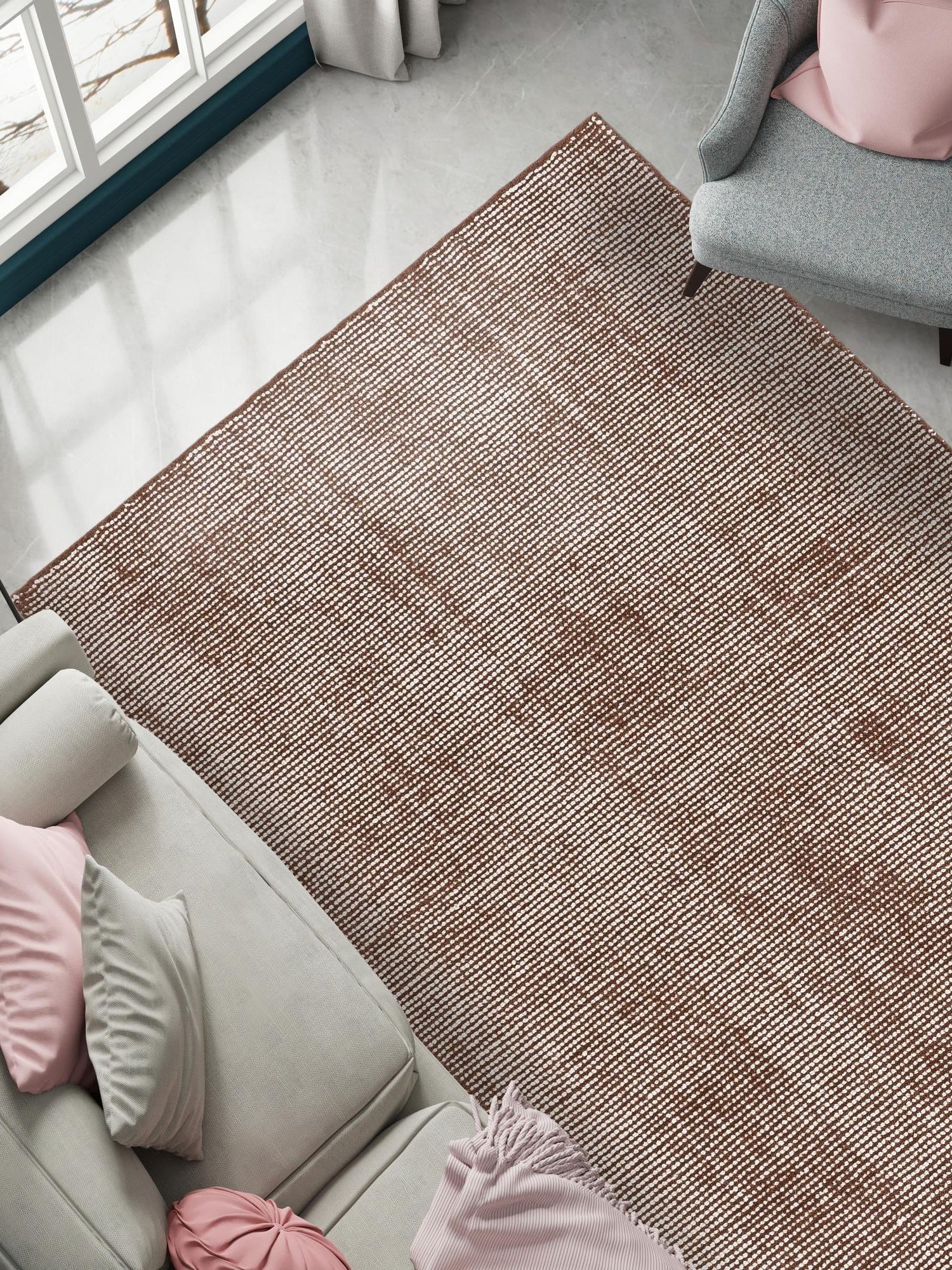 Mocha Brown 5' 1 x 8' Jill Zarin English Manor Rectangle Area Rug 100% Premium Natural Wool Handwoven Carpet for Living Rooms, Office Space, Bedrooms, Dorms for Sale at Rug Engine