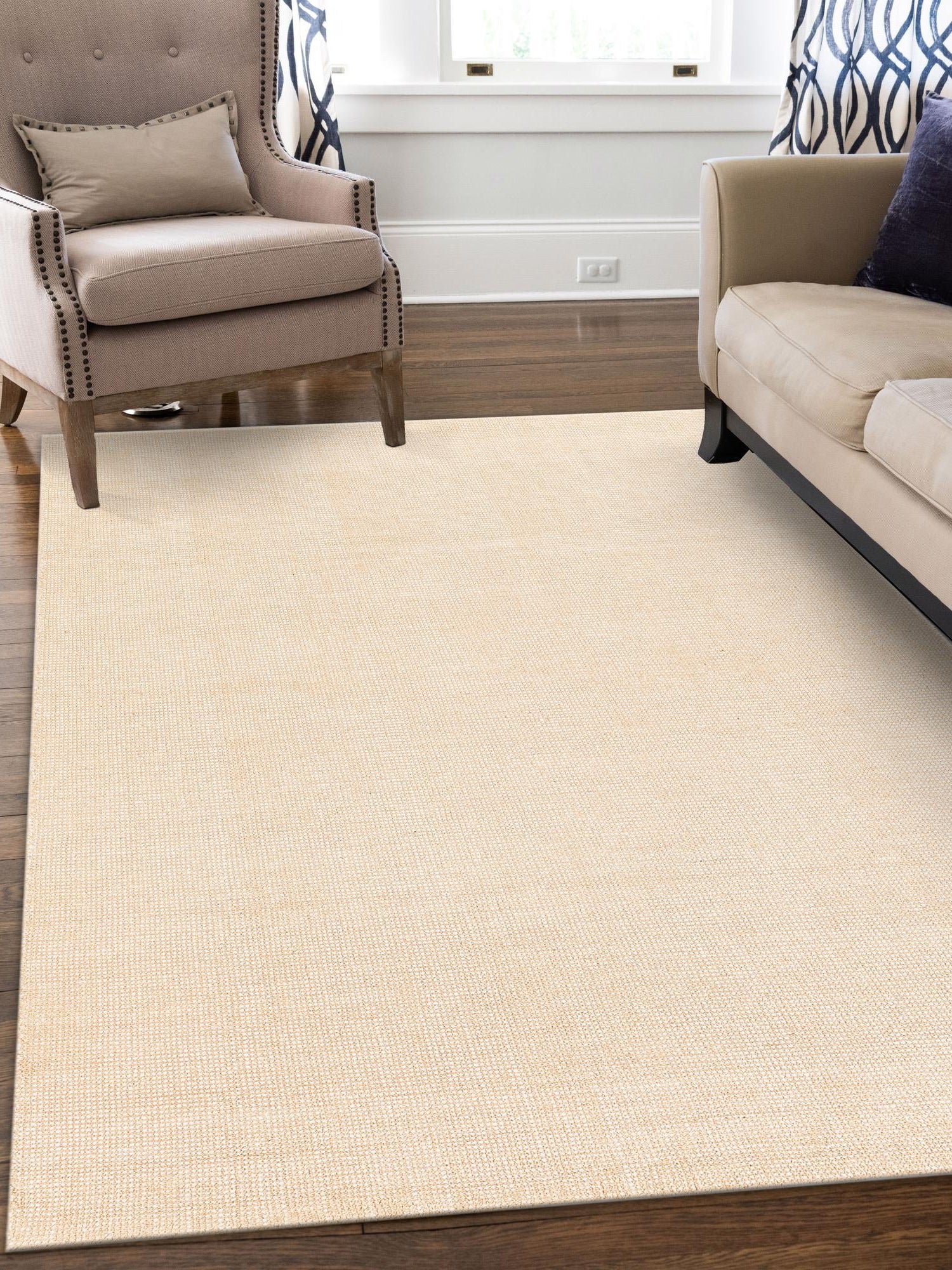 Oat Beige 9' x 12' Jill Zarin English Manor Rectangle Area Rug 100% Premium Natural Wool Handwoven Carpet for Living Rooms, Office Space, Bedrooms, Dorms for Sale at Rug Engine
