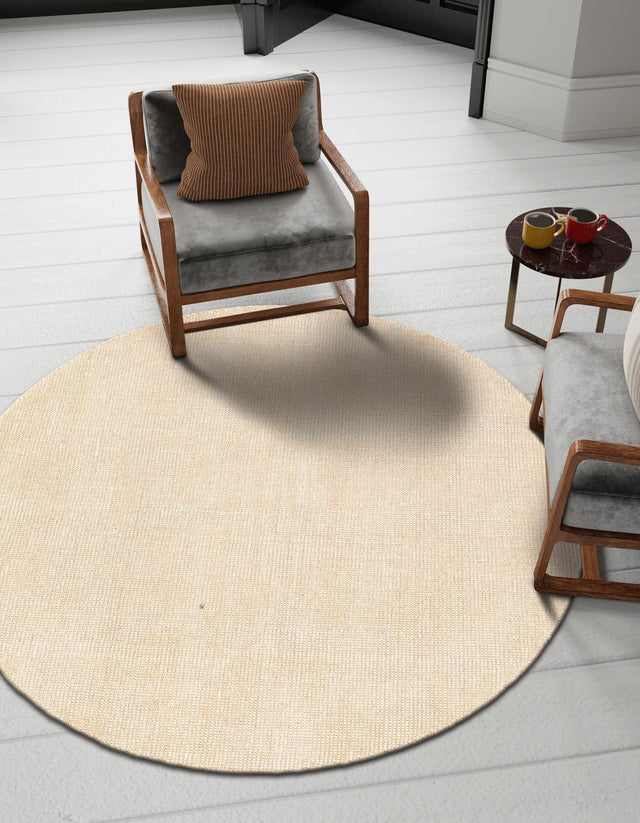 Oat Beige 6' 1 x 6' 1 Jill Zarin English Manor Round Area Rug 100% Premium Natural Wool Handwoven Carpet for Living Rooms, Office Space, Bedrooms, Dorms for Sale at Rug Engine