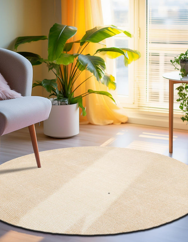 Oat Beige 6' 1 x 6' 1 Jill Zarin English Manor Round Area Rug 100% Premium Natural Wool Handwoven Carpet for Living Rooms, Office Space, Bedrooms, Dorms for Sale at Rug Engine
