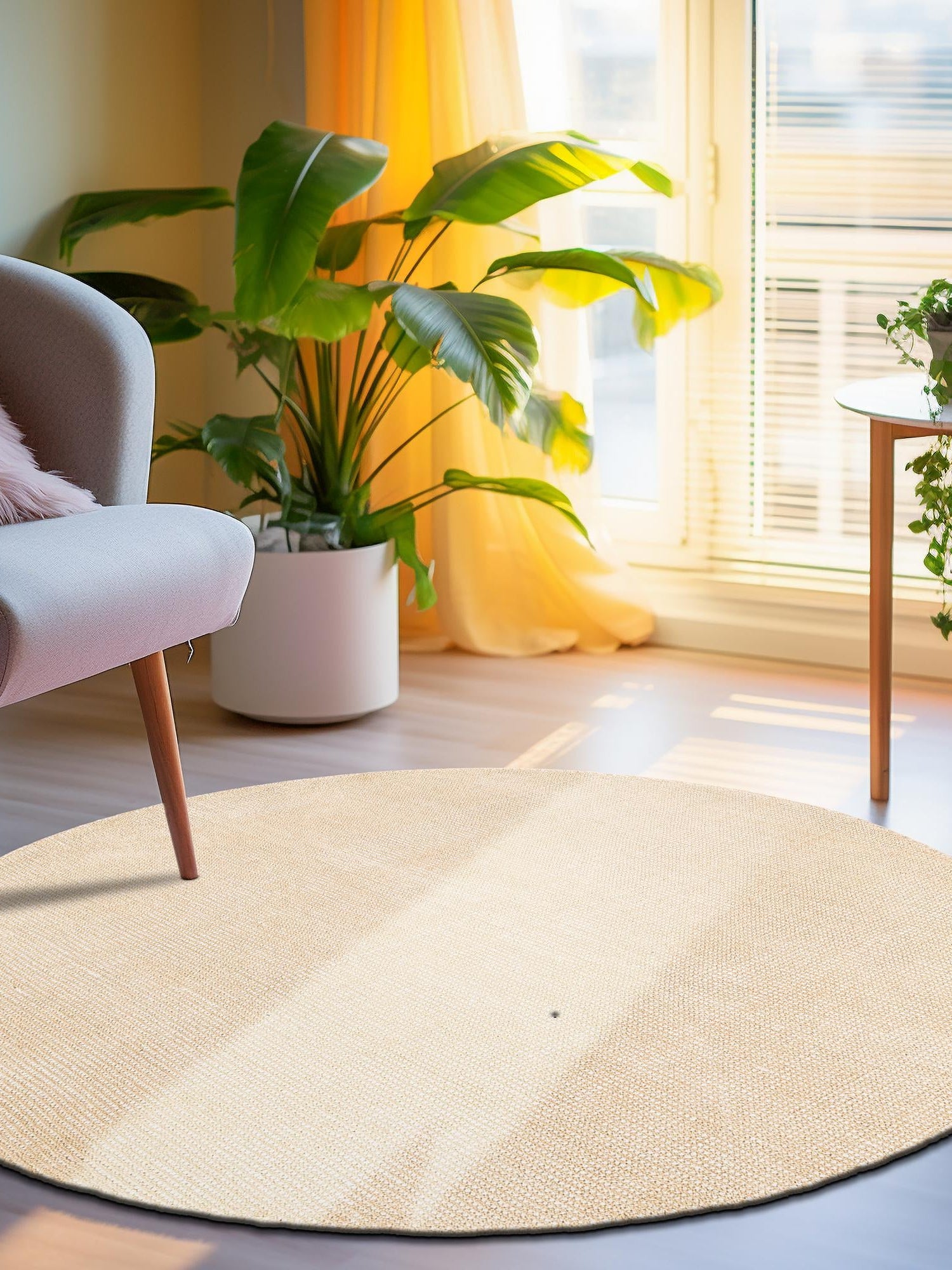 Oat Beige 3' 1 x 3' 1 Jill Zarin English Manor Round Area Rug 100% Premium Natural Wool Handwoven Carpet for Living Rooms, Office Space, Bedrooms, Dorms for Sale at Rug Engine
