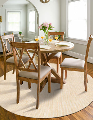 Oat Beige 5' 1 x 5' 1 Jill Zarin English Manor Round Area Rug 100% Premium Natural Wool Handwoven Carpet for Living Rooms, Office Space, Bedrooms, Dorms for Sale at Rug Engine