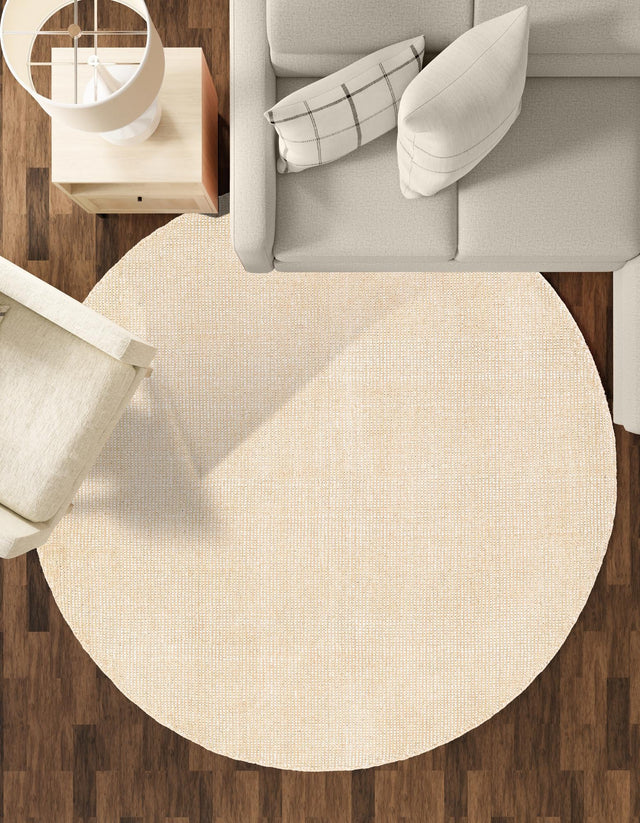 Oat Beige 5' 1 x 5' 1 Jill Zarin English Manor Round Area Rug 100% Premium Natural Wool Handwoven Carpet for Living Rooms, Office Space, Bedrooms, Dorms for Sale at Rug Engine