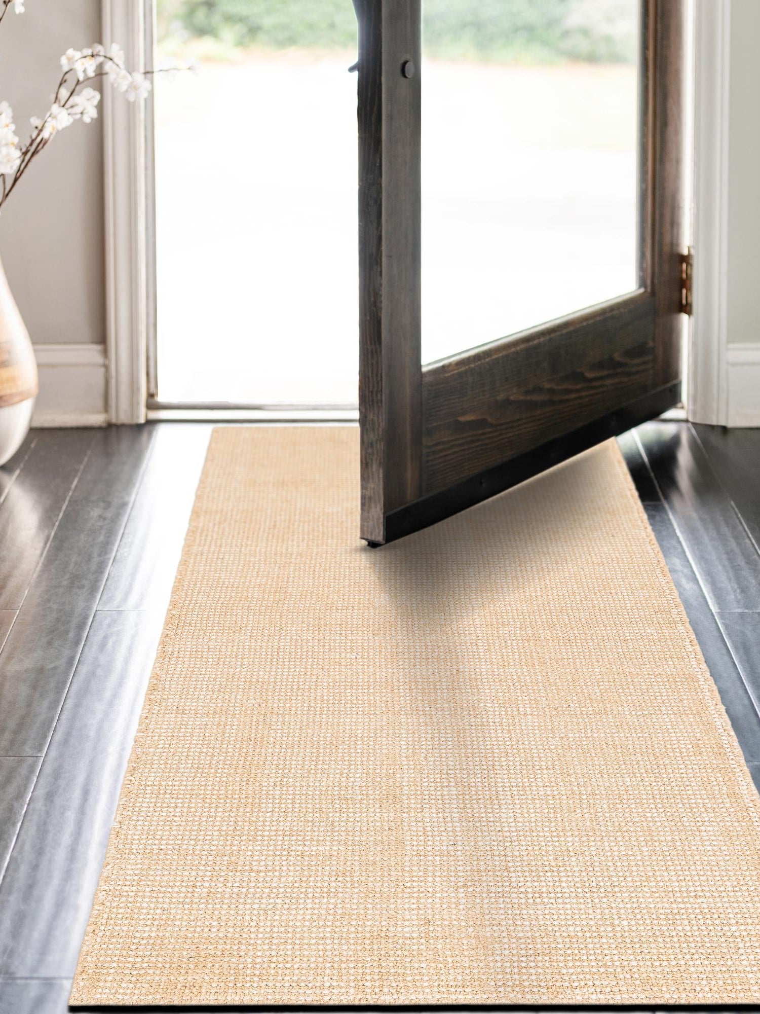 Oat Beige 2' 7 x 12' Jill Zarin English Manor Runner Area Rug 100% Premium Natural Wool Handwoven Carpet for Living Rooms, Office Space, Bedrooms, Dorms for Sale at Rug Engine
