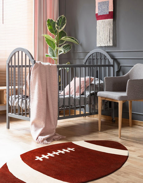 Brown 4' x 7' Playtime Kids Wool Oval Rug