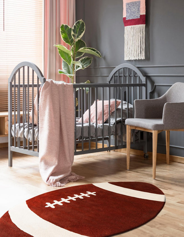 Brown 4' x 7' Playtime Kids Wool Oval Rug