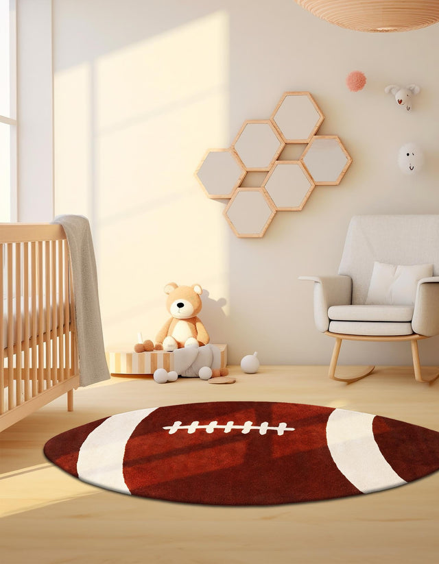 Brown 4' x 7' Playtime Kids Wool Oval Rug