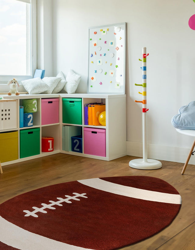 Brown 4' x 7' Playtime Kids Wool Oval Rug